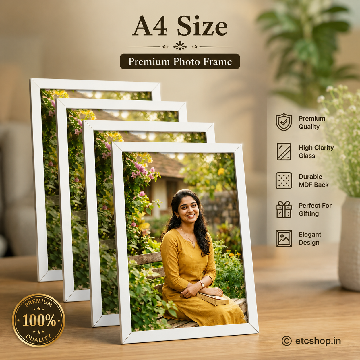 A4 Photo Frame Set of 5 Whit - Wholesale Price